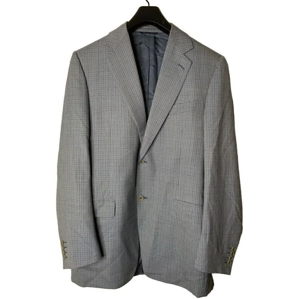 Canali 100% wool blazer suit jacket patterned double vented men's size 52